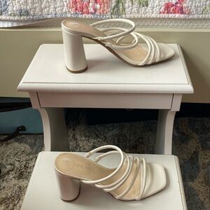 Nine West ivory sandals, 6.5, worn once, 3.25” heels